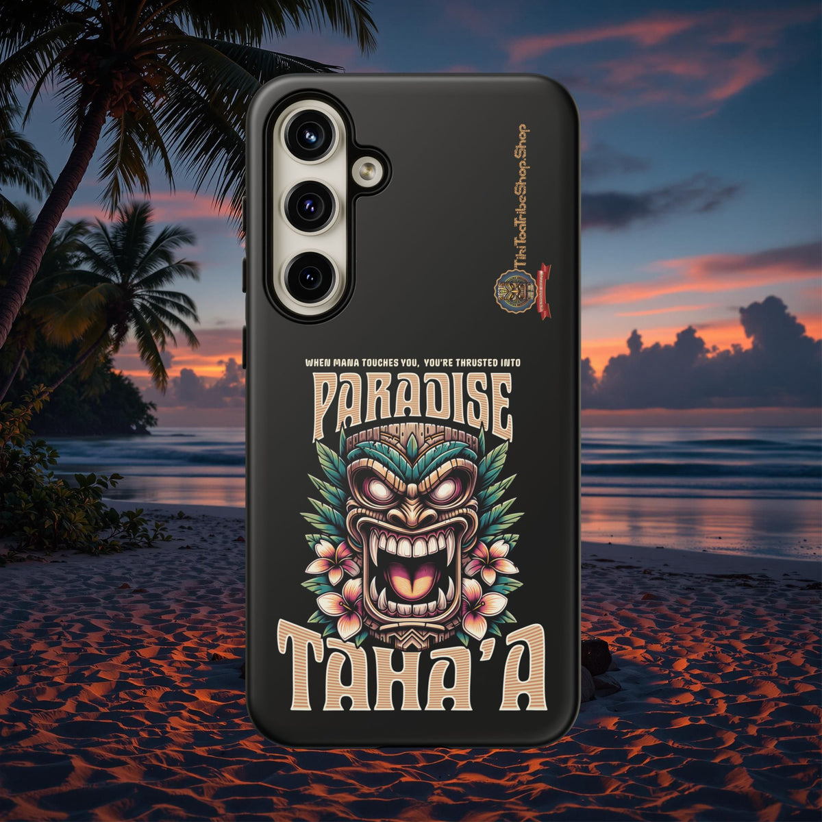 Tahaa – Coque Antichoc Premium « Tiki Féroce » | Design Tribal & Protection Maximale