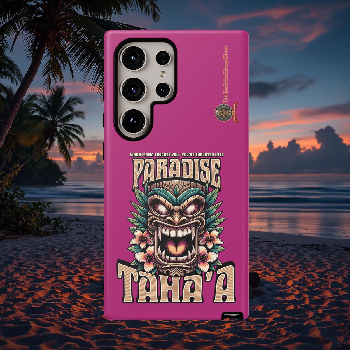 Tahaa – Coque Antichoc Premium « Tiki Féroce » | Design Tribal & Protection Maximale