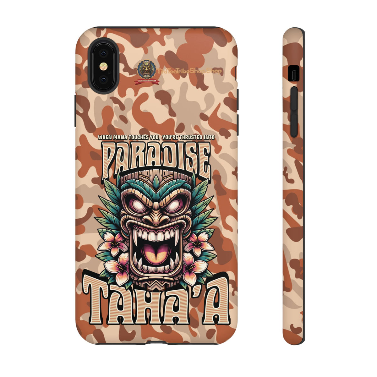 Tahaa – Coque Antichoc Premium « Tiki Féroce » | Design Tribal & Protection Maximale