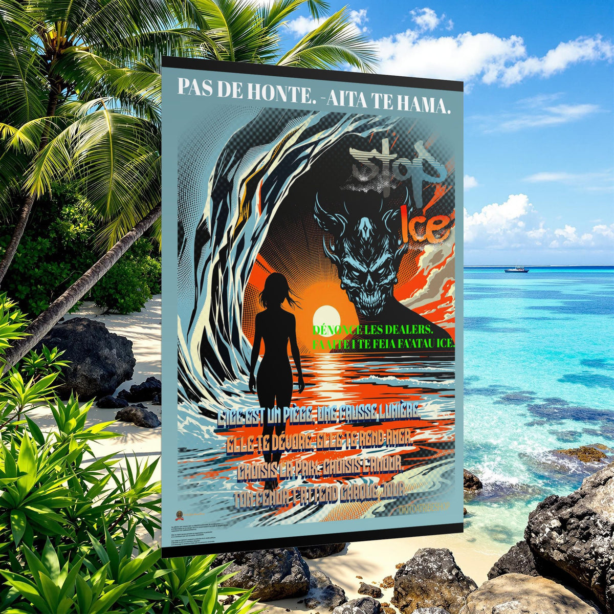 Posters Anti-ICE Polynésie – Affiches de Sensibilisation Contre la Drogue “Paruru i te ora – Brisons les chaînes de l’ICE”