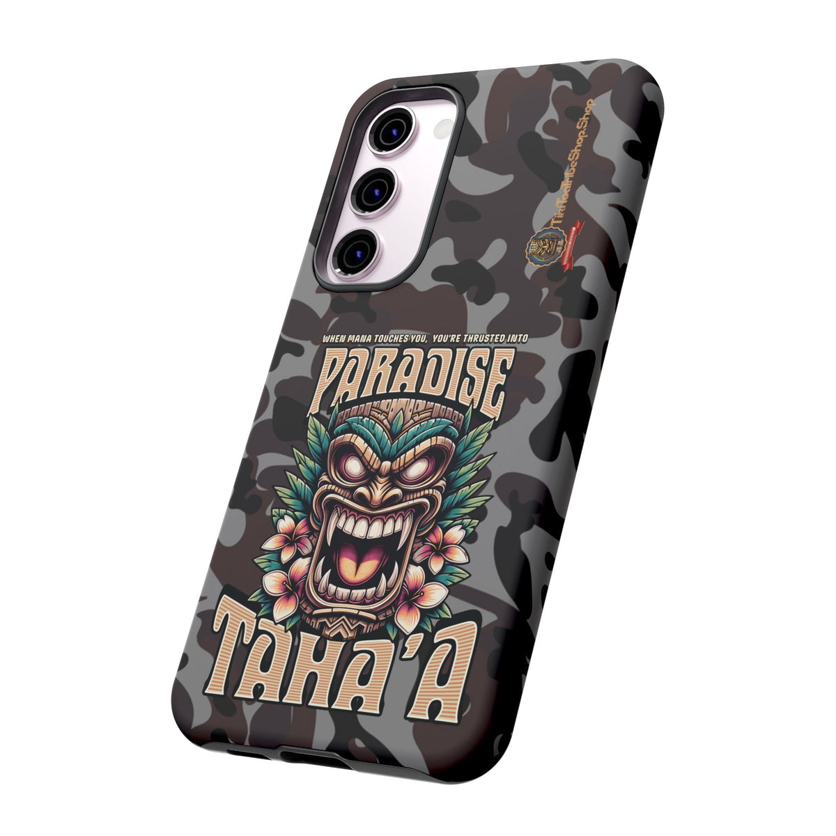 Tahaa – Coque Antichoc Premium « Tiki Féroce » | Design Tribal & Protection Maximale