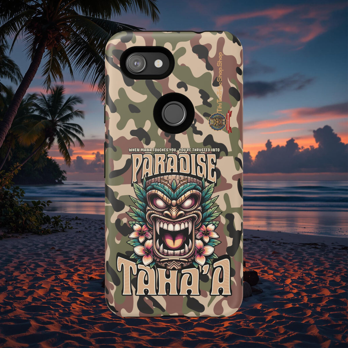 Tahaa – Coque Antichoc Premium « Tiki Féroce » | Design Tribal & Protection Maximale