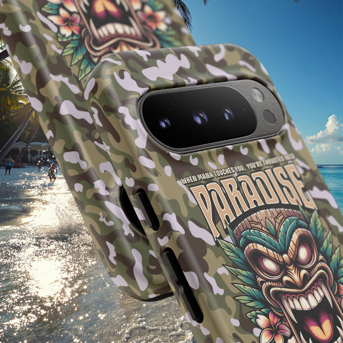 Tahaa – Coque Antichoc Premium « Tiki Féroce » | Design Tribal & Protection Maximale