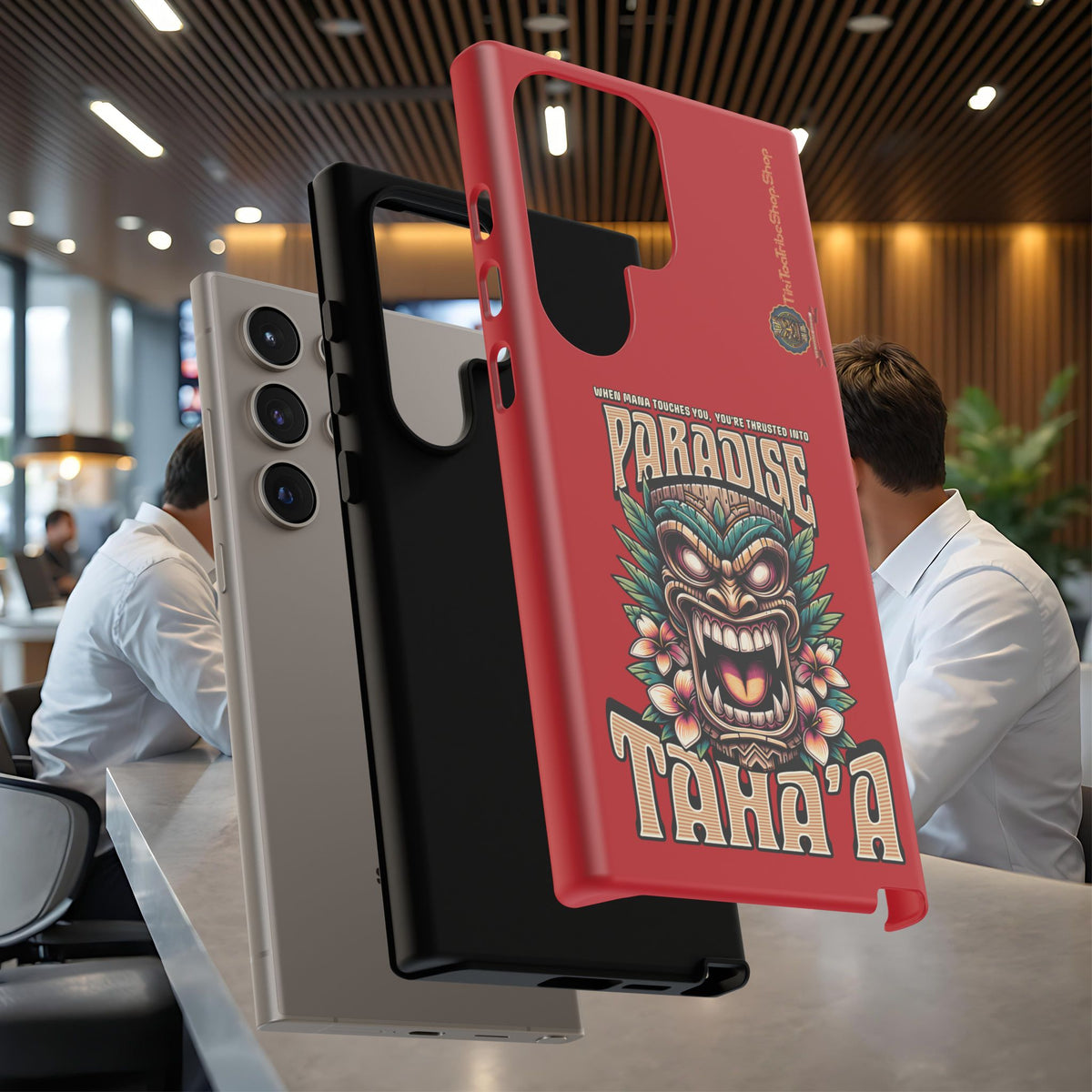Tahaa – Coque Antichoc Premium « Tiki Féroce » | Design Tribal & Protection Maximale