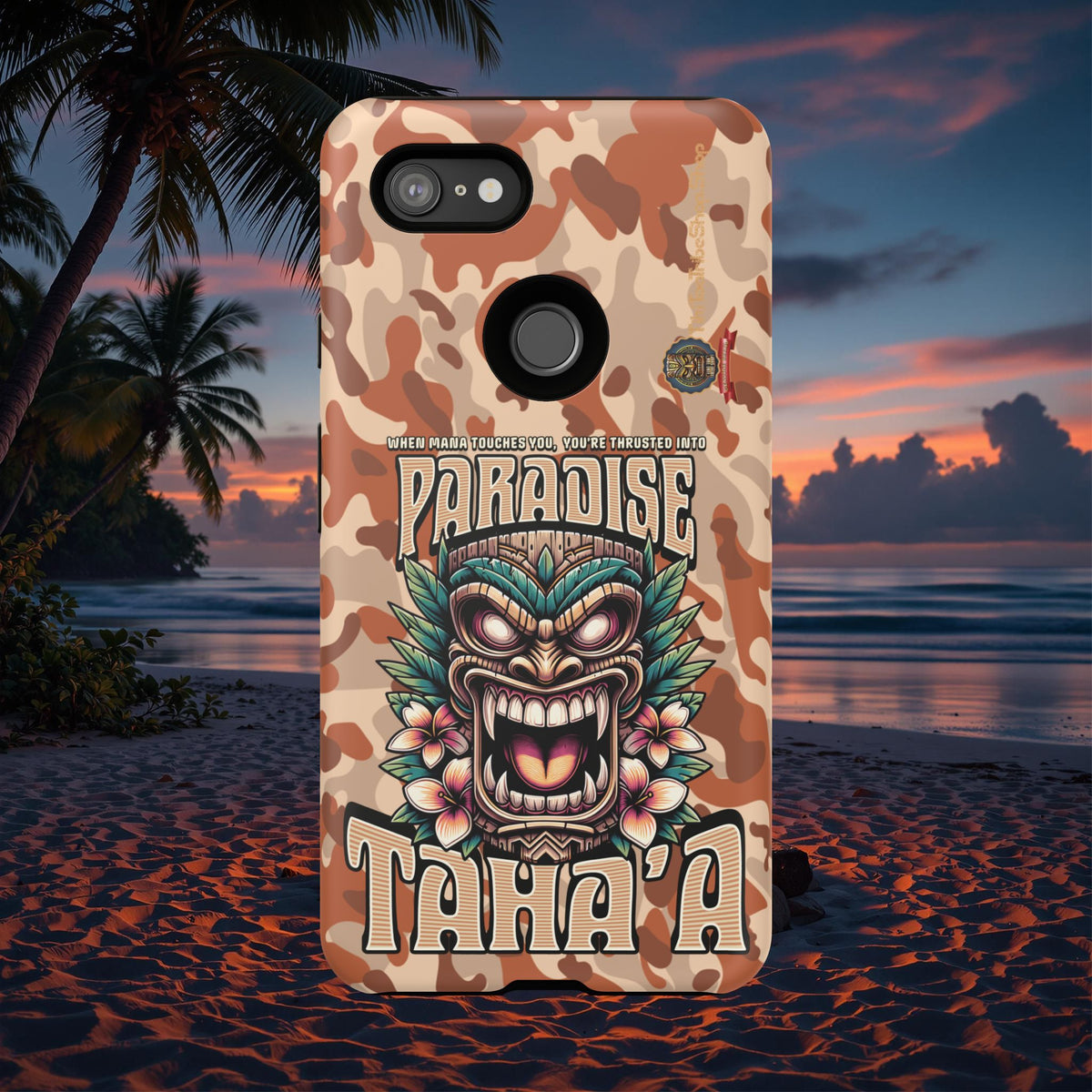 Tahaa – Coque Antichoc Premium « Tiki Féroce » | Design Tribal & Protection Maximale