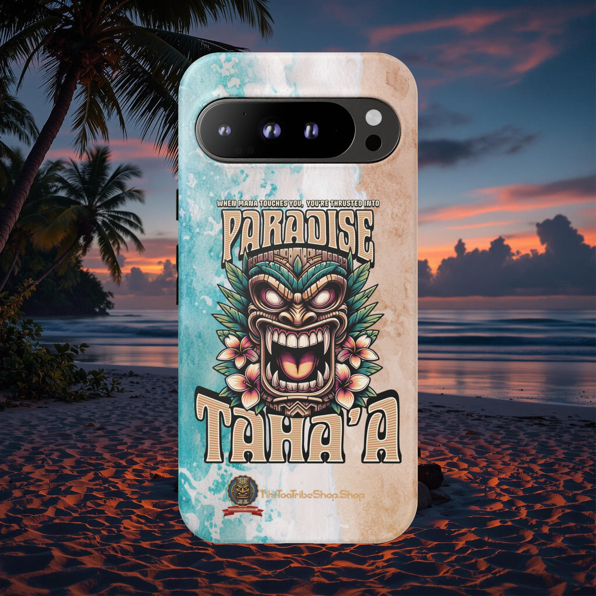 Tahaa – Coque Antichoc Premium « Tiki Féroce » | Design Tribal & Protection Maximale