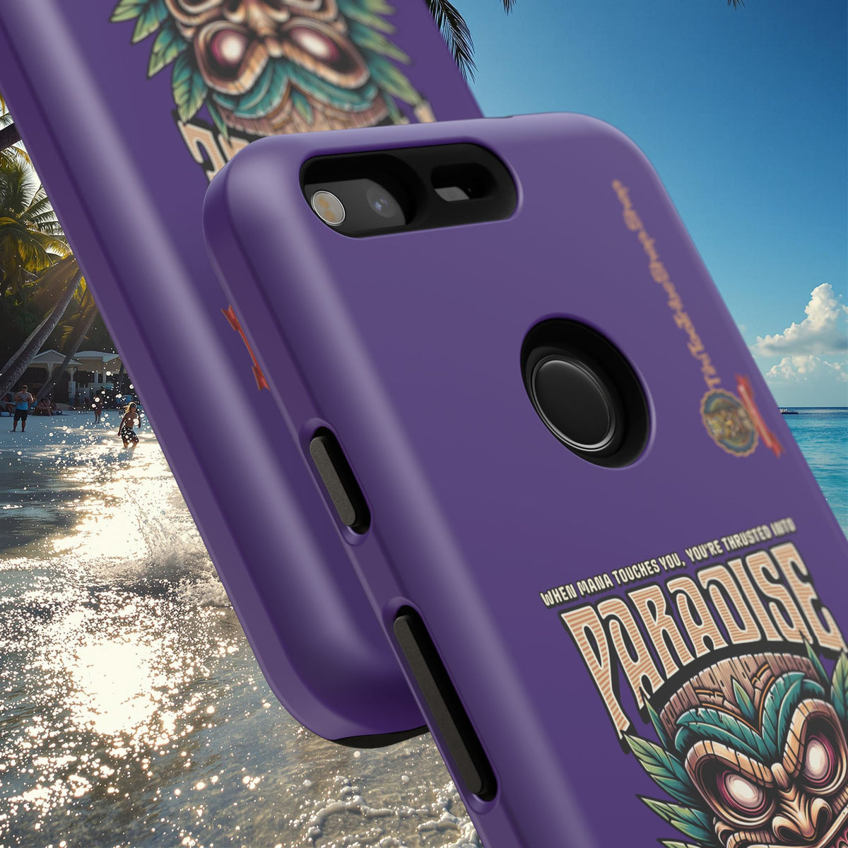 Tahaa – Coque Antichoc Premium « Tiki Féroce » | Design Tribal & Protection Maximale
