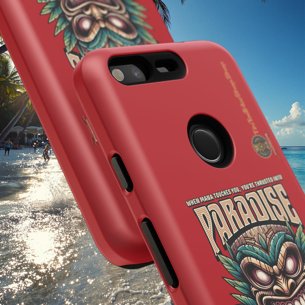 Tahaa – Coque Antichoc Premium « Tiki Féroce » | Design Tribal & Protection Maximale