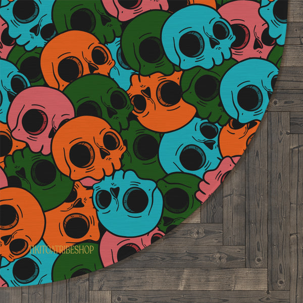 Tapis Rond, Tête à Tête Multicolore– “Pop Skull Party”