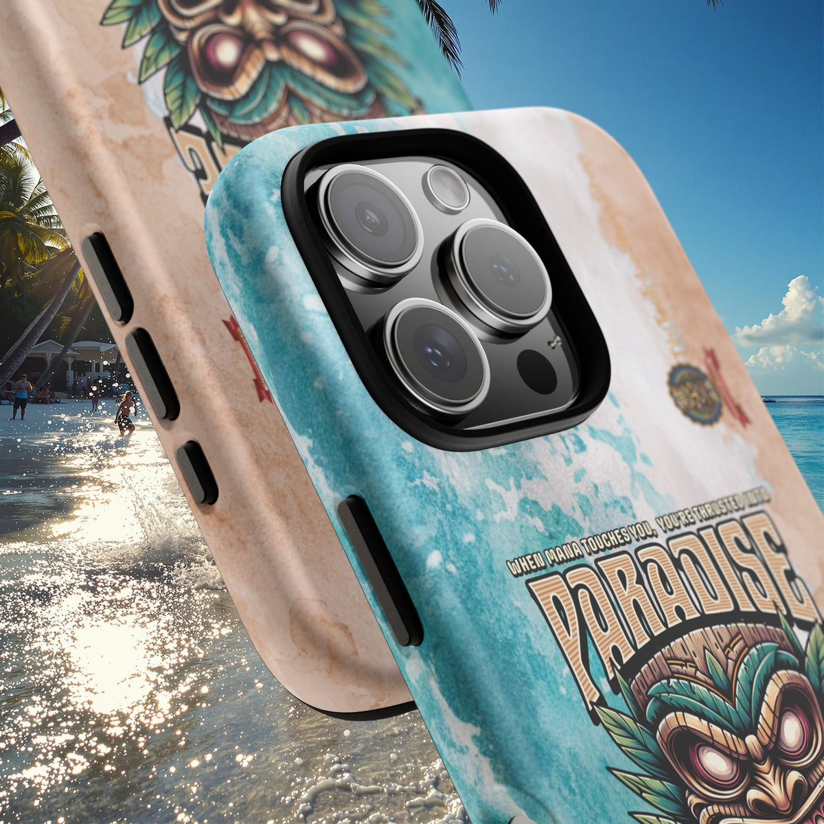 Tahaa – Coque Antichoc Premium « Tiki Féroce » | Design Tribal & Protection Maximale