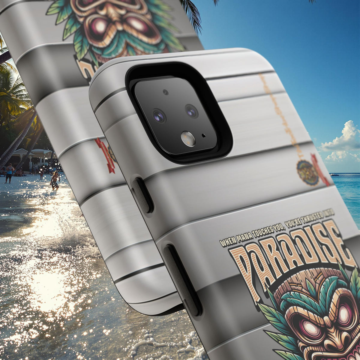 Tahaa – Coque Antichoc Premium « Tiki Féroce » | Design Tribal & Protection Maximale