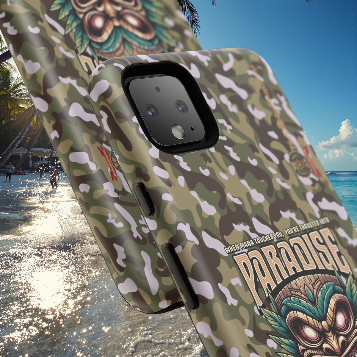 Tahaa – Coque Antichoc Premium « Tiki Féroce » | Design Tribal & Protection Maximale