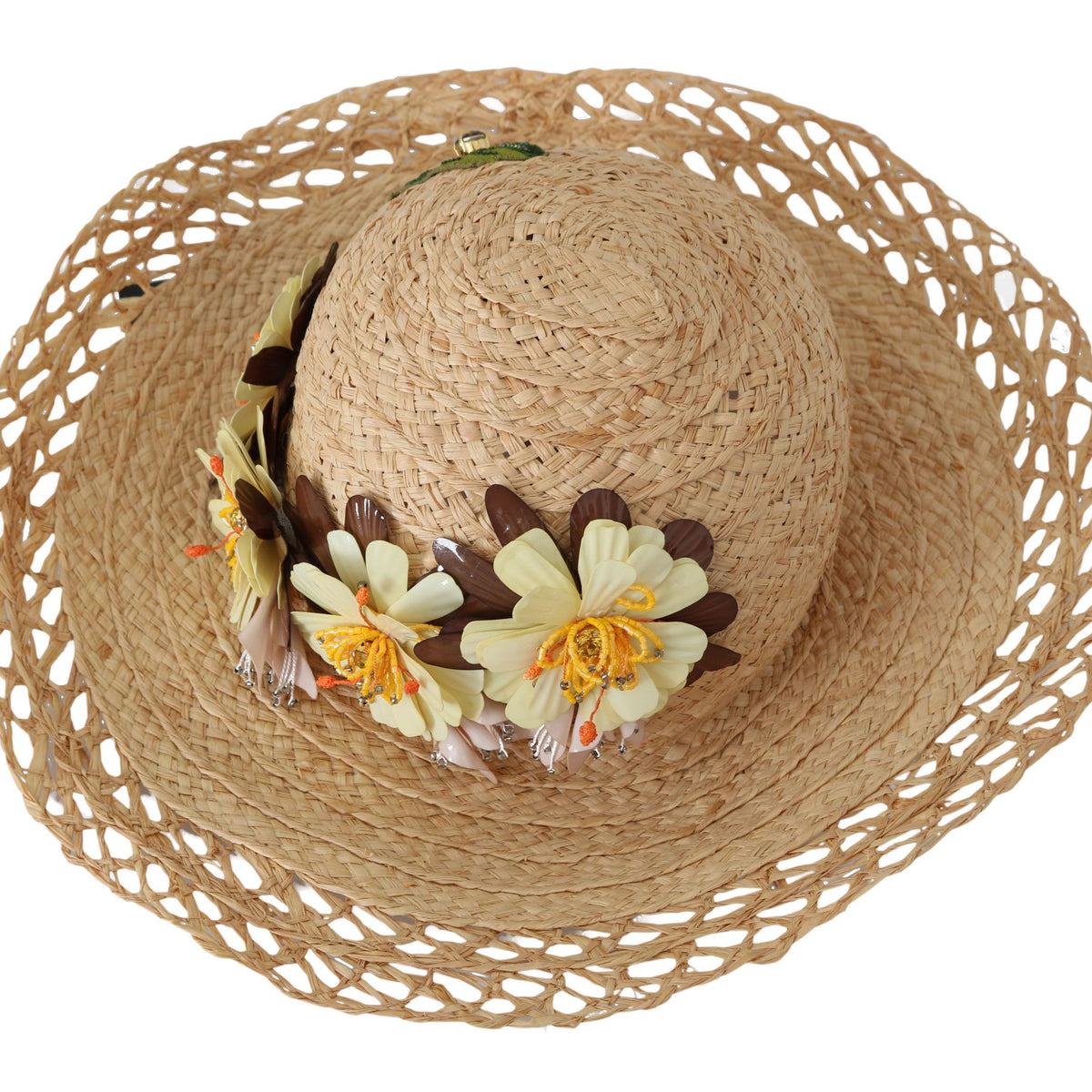 Dolce &amp; Gabbana Elegant Beige Floral Bucket Hat