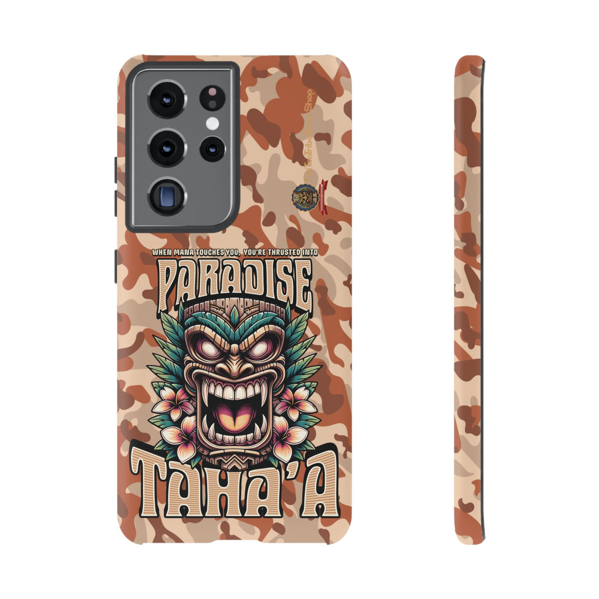 Tahaa – Coque Antichoc Premium « Tiki Féroce » | Design Tribal & Protection Maximale