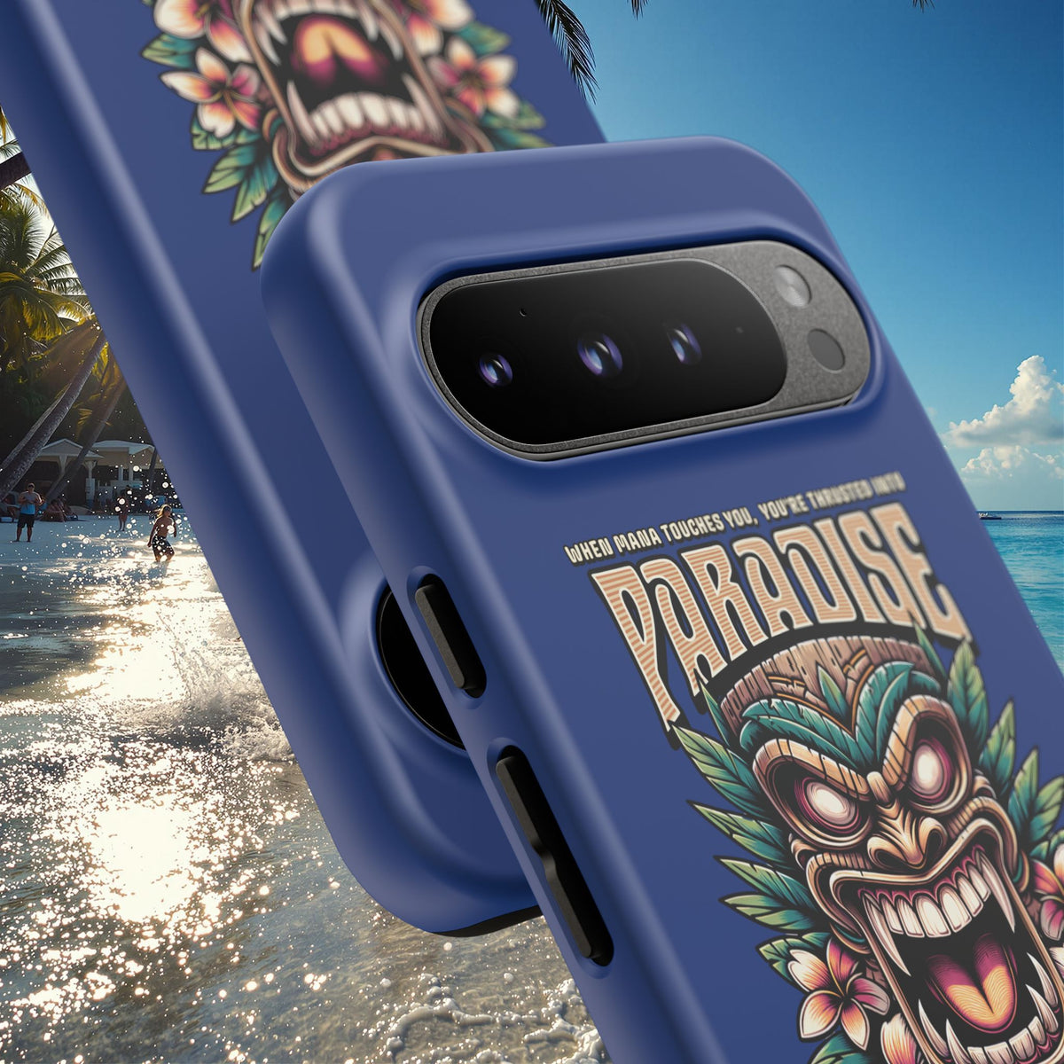 Tahaa – Coque Antichoc Premium « Tiki Féroce » | Design Tribal & Protection Maximale