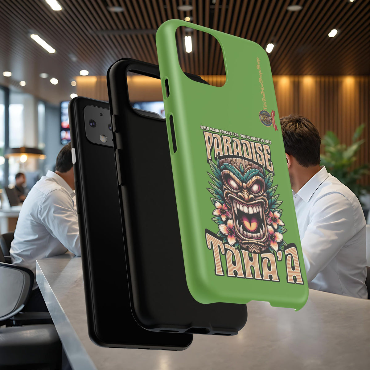 Tahaa – Coque Antichoc Premium « Tiki Féroce » | Design Tribal & Protection Maximale