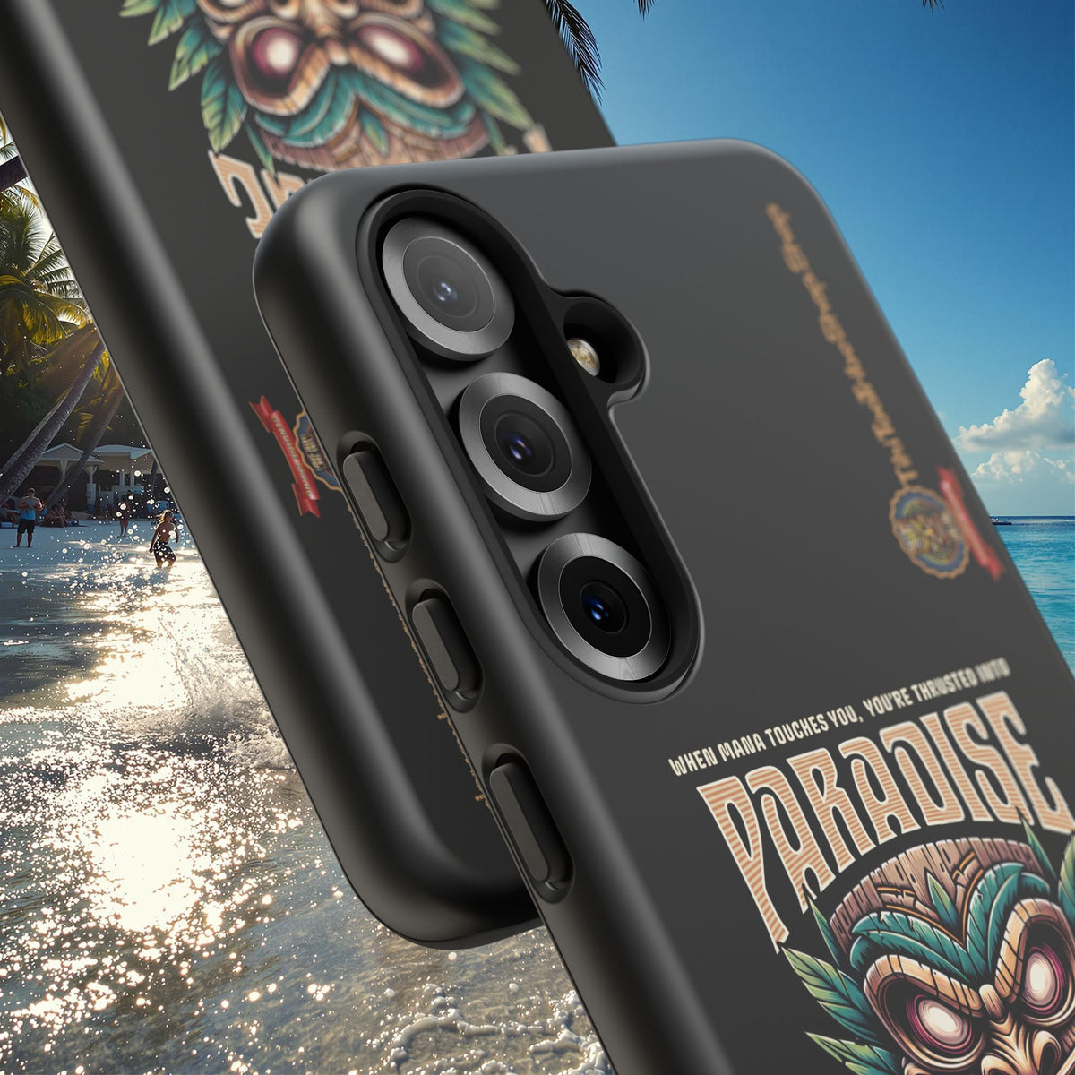 Tahaa – Coque Antichoc Premium « Tiki Féroce » | Design Tribal & Protection Maximale