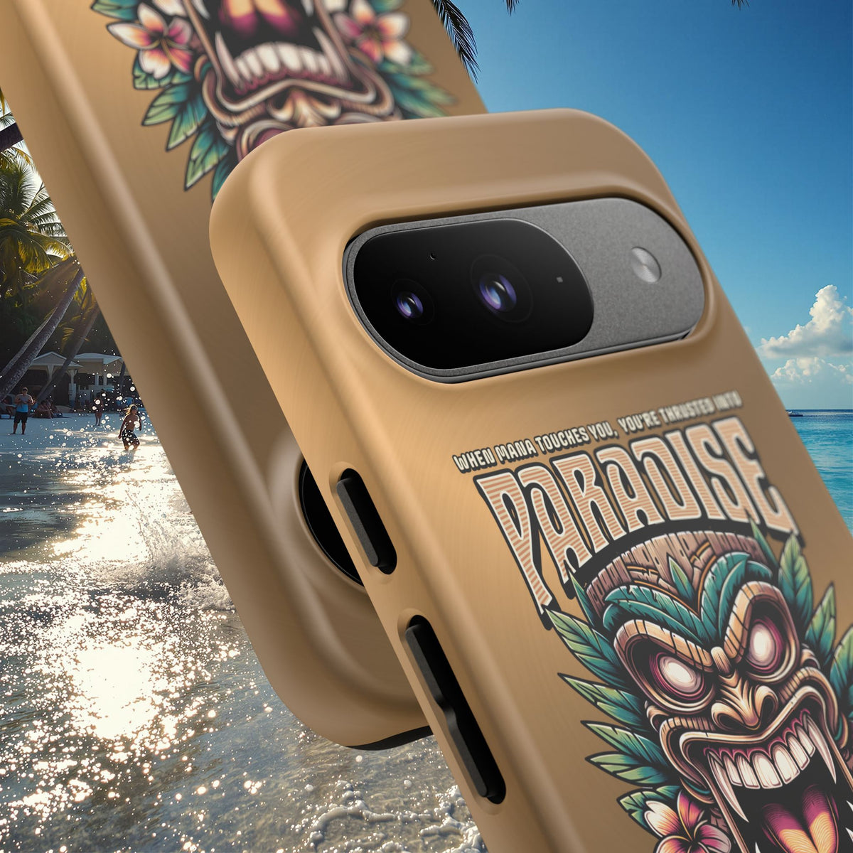 Tahaa – Coque Antichoc Premium « Tiki Féroce » | Design Tribal & Protection Maximale