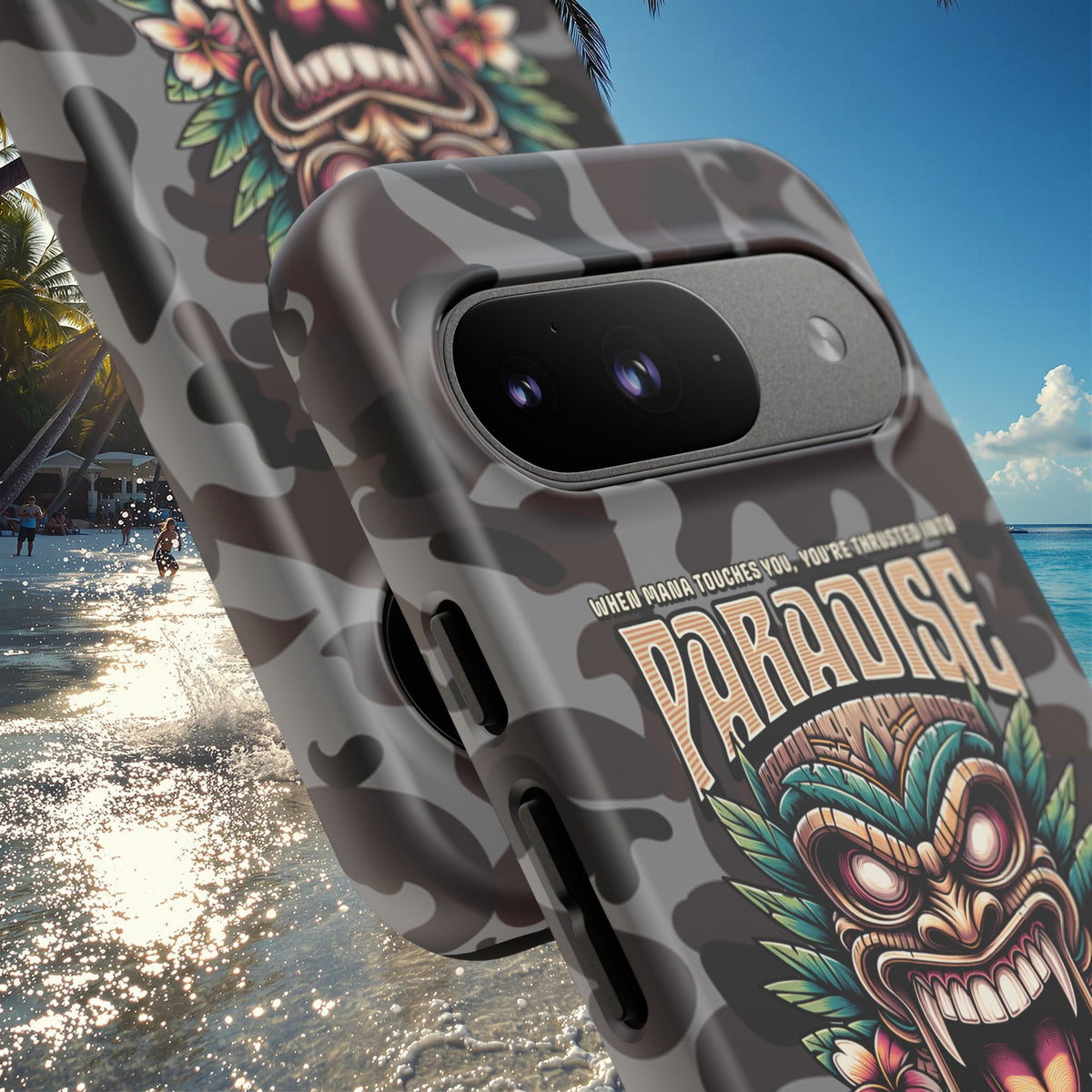 Tahaa – Coque Antichoc Premium « Tiki Féroce » | Design Tribal & Protection Maximale