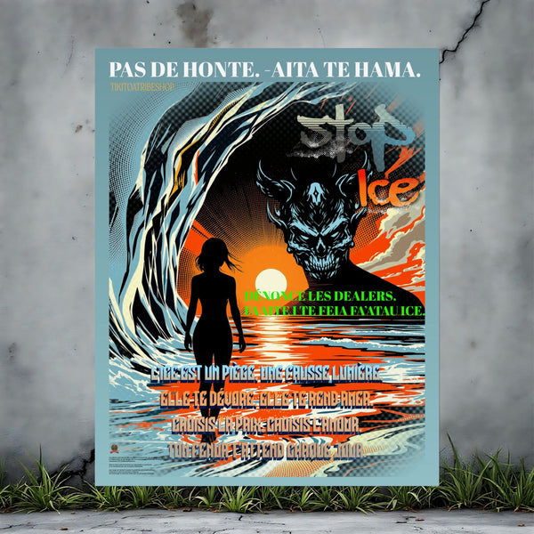 Posters Anti-ICE Polynésie – Affiches de Sensibilisation Contre la Drogue “Paruru i te ora – Brisons les chaînes de l’ICE”