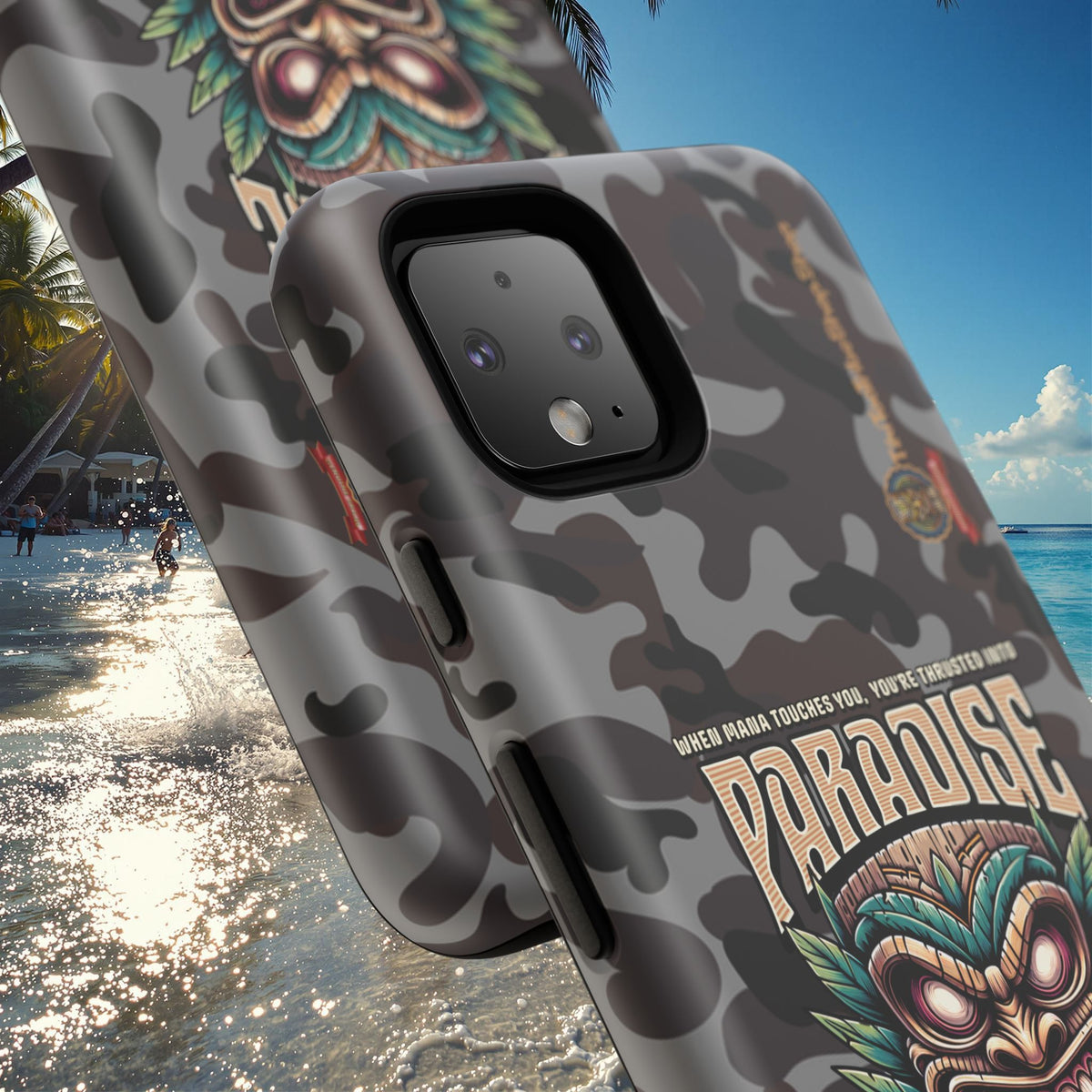 Tahaa – Coque Antichoc Premium « Tiki Féroce » | Design Tribal & Protection Maximale