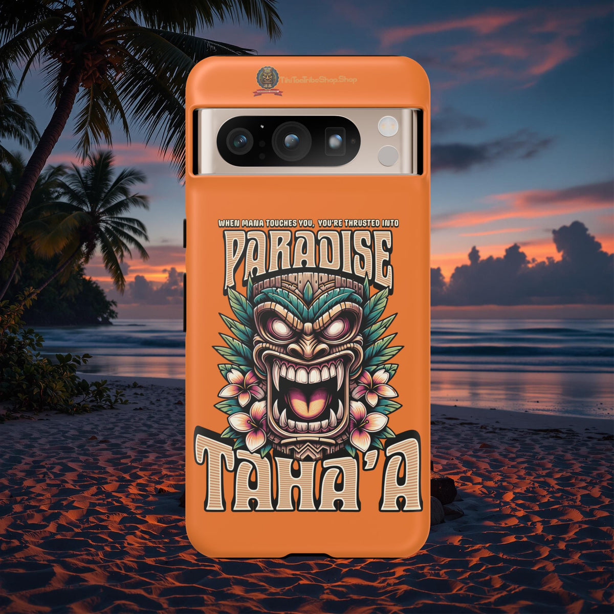 Tahaa – Coque Antichoc Premium « Tiki Féroce » | Design Tribal & Protection Maximale