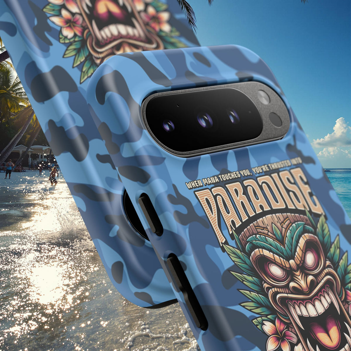 Tahaa – Coque Antichoc Premium « Tiki Féroce » | Design Tribal & Protection Maximale