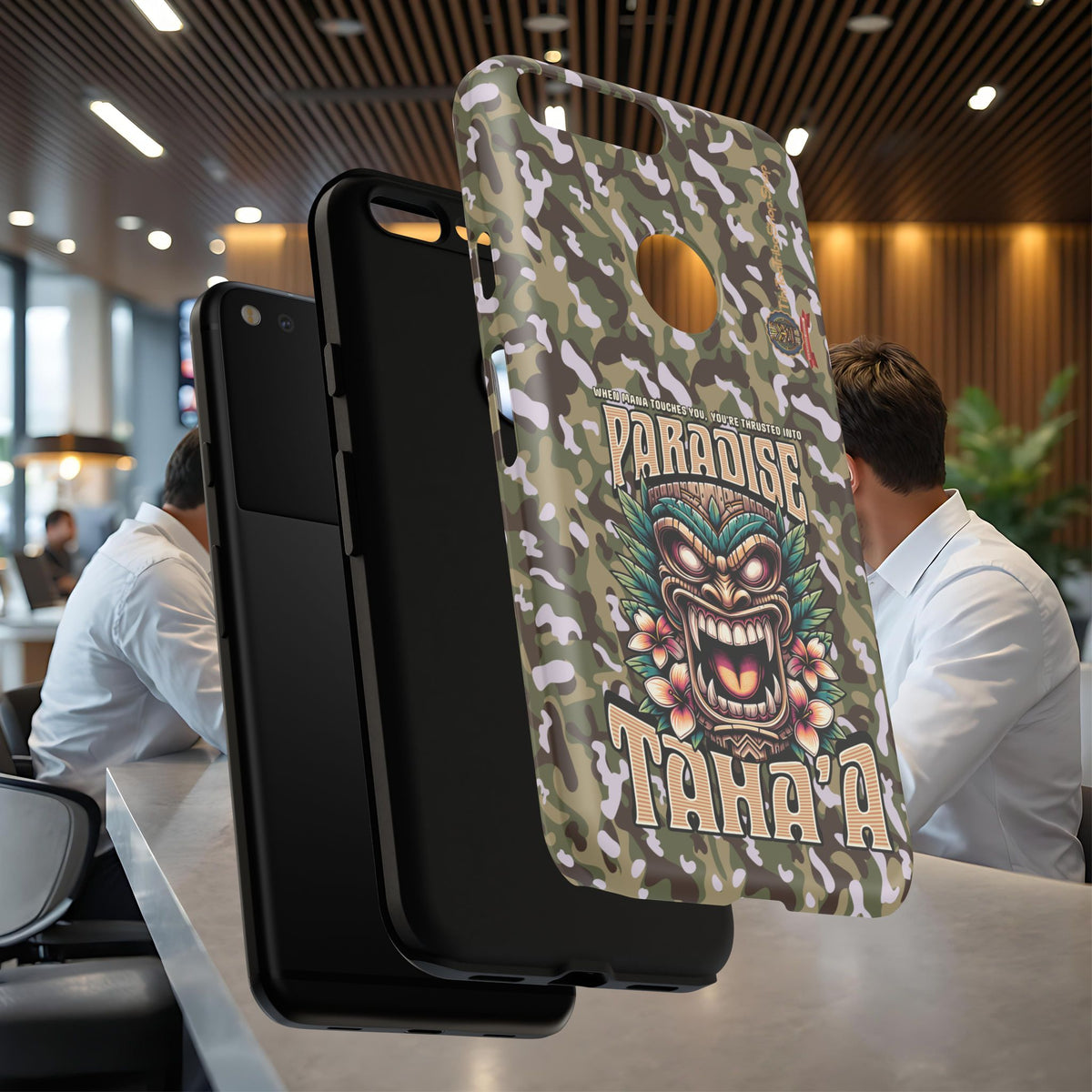 Tahaa – Coque Antichoc Premium « Tiki Féroce » | Design Tribal & Protection Maximale