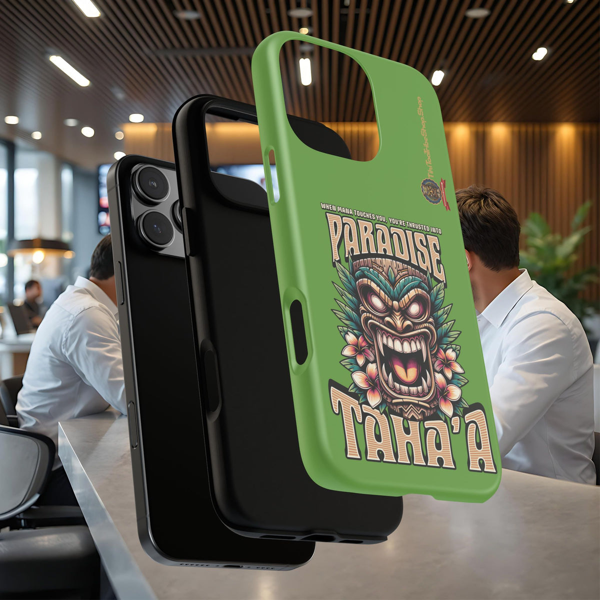 Tahaa – Coque Antichoc Premium « Tiki Féroce » | Design Tribal & Protection Maximale