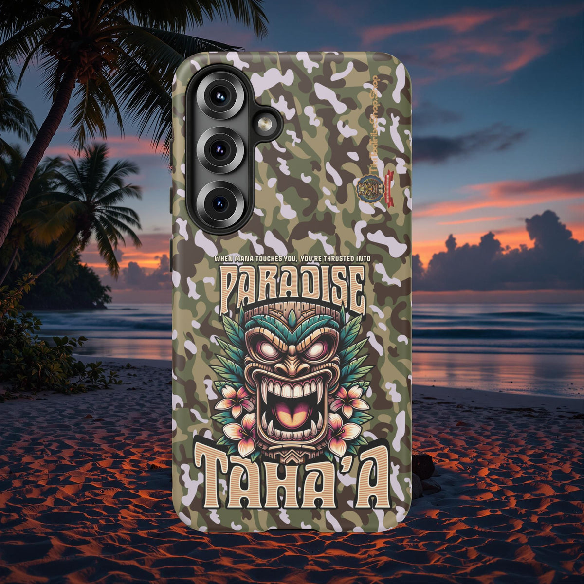 Tahaa – Coque Antichoc Premium « Tiki Féroce » | Design Tribal & Protection Maximale