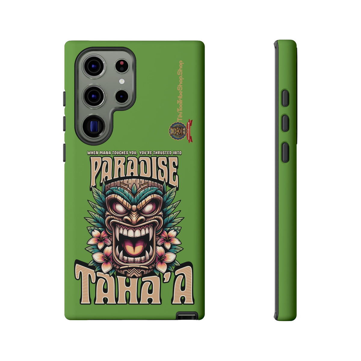 Tahaa – Coque Antichoc Premium « Tiki Féroce » | Design Tribal & Protection Maximale