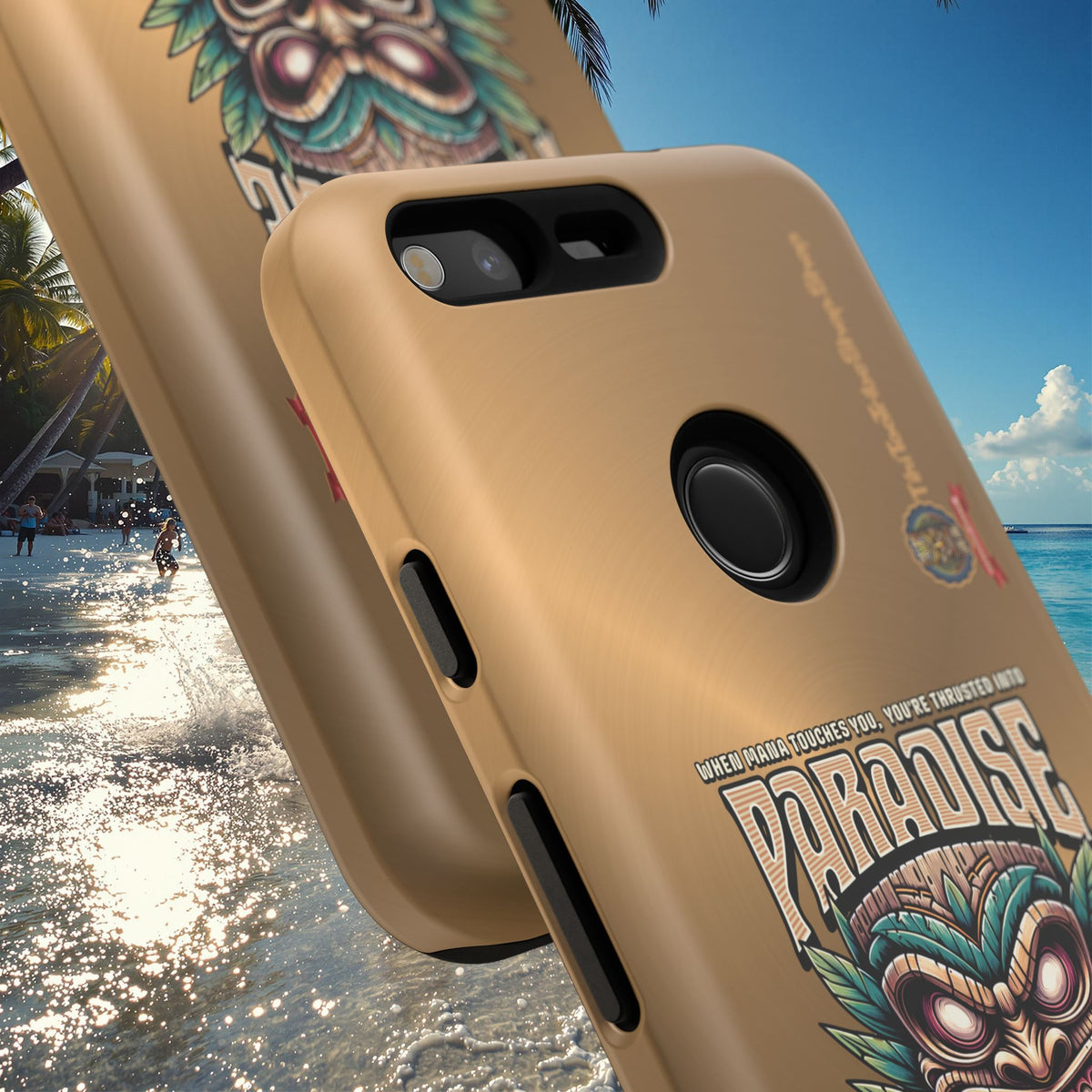 Tahaa – Coque Antichoc Premium « Tiki Féroce » | Design Tribal & Protection Maximale