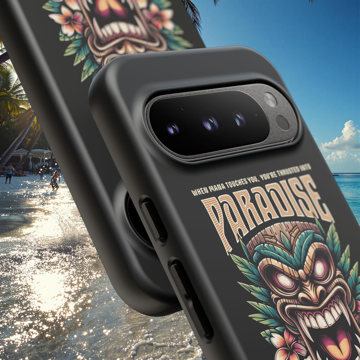 Tahaa – Coque Antichoc Premium « Tiki Féroce » | Design Tribal & Protection Maximale