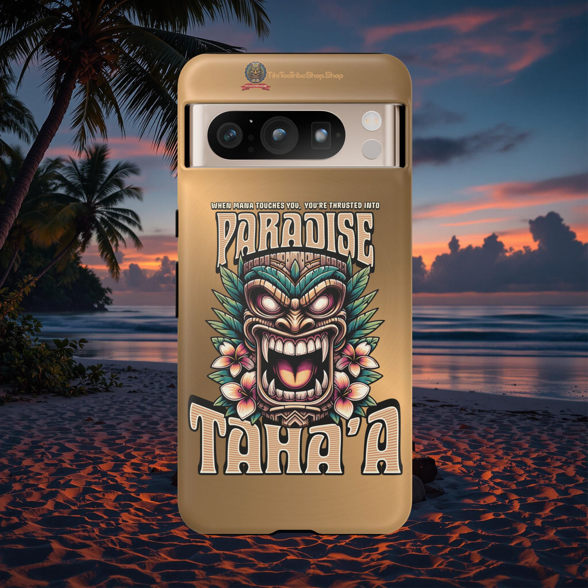 Tahaa – Coque Antichoc Premium « Tiki Féroce » | Design Tribal & Protection Maximale