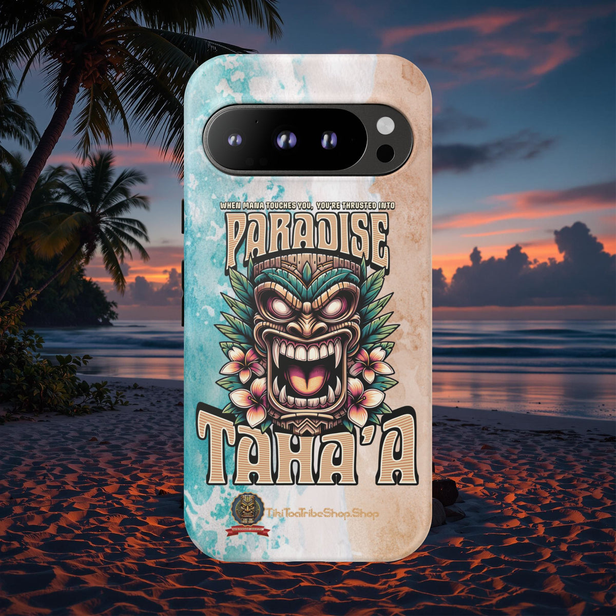 Tahaa – Coque Antichoc Premium « Tiki Féroce » | Design Tribal & Protection Maximale