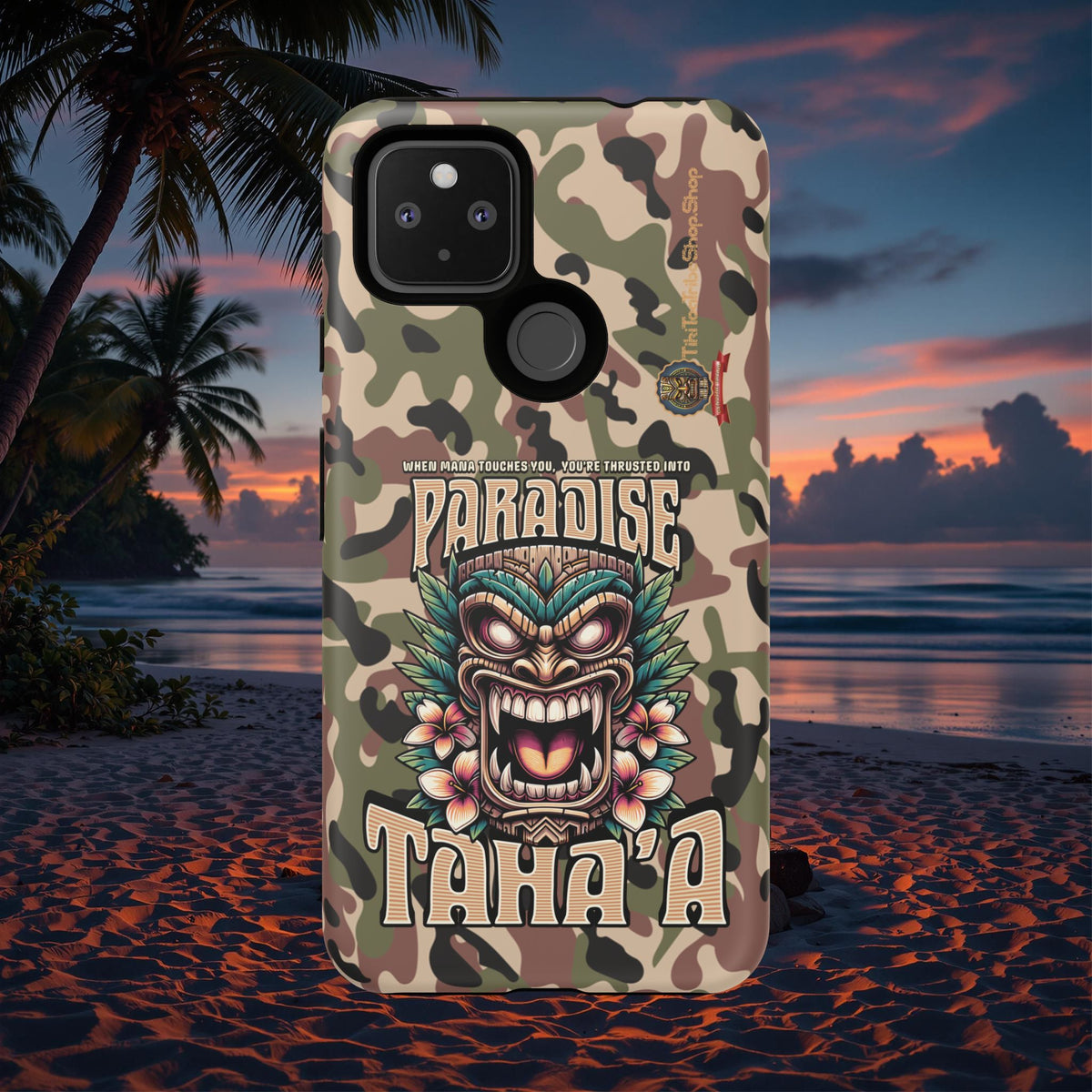 Tahaa – Coque Antichoc Premium « Tiki Féroce » | Design Tribal & Protection Maximale