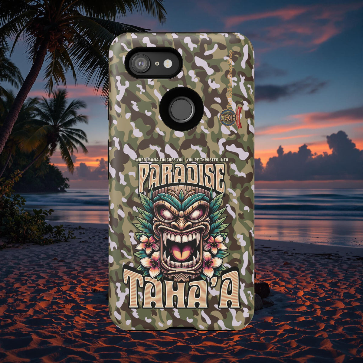 Tahaa – Coque Antichoc Premium « Tiki Féroce » | Design Tribal & Protection Maximale