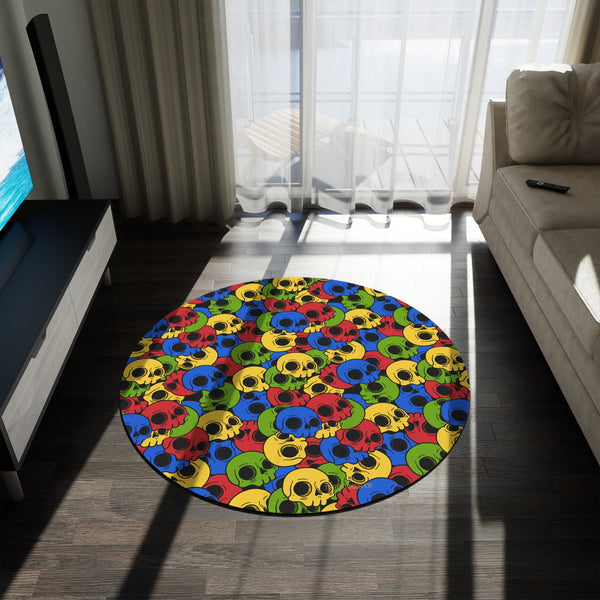 Tapis Rond ou Décoration Murale, Tête à Tête Multicolore– “Pop Skull Party”