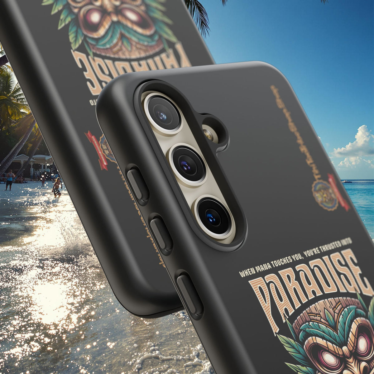 Tahaa – Coque Antichoc Premium « Tiki Féroce » | Design Tribal & Protection Maximale