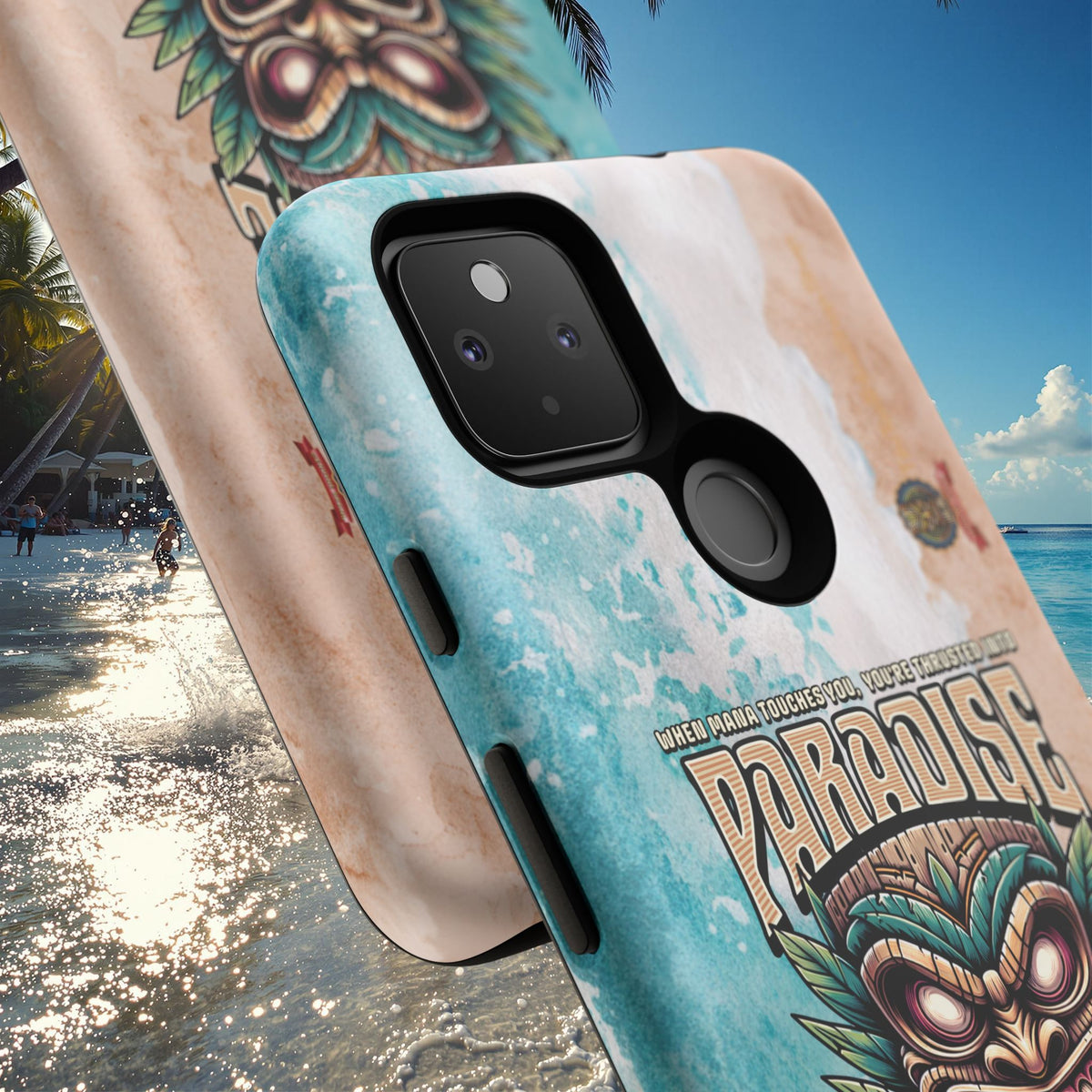 Tahaa – Coque Antichoc Premium « Tiki Féroce » | Design Tribal & Protection Maximale