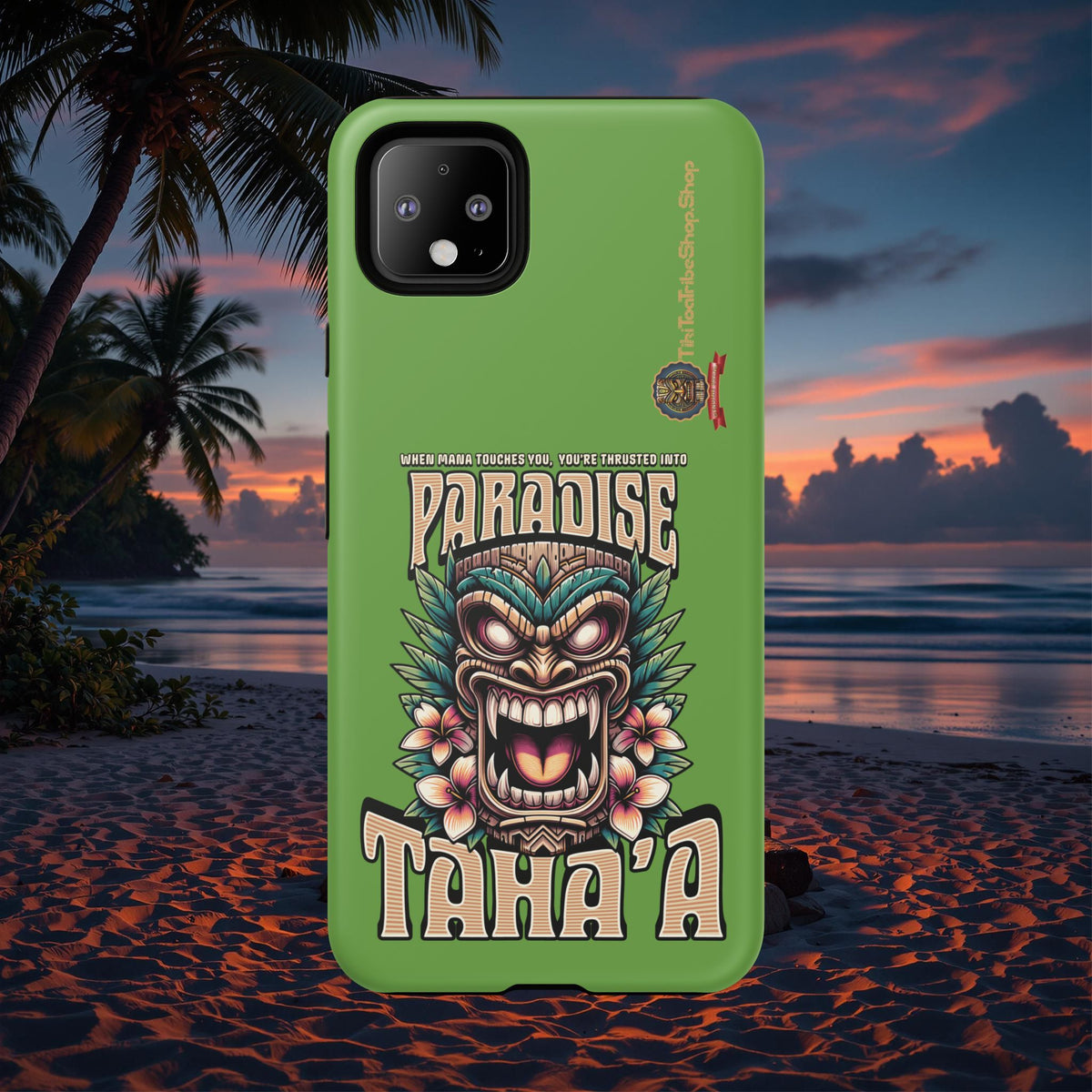 Tahaa – Coque Antichoc Premium « Tiki Féroce » | Design Tribal & Protection Maximale