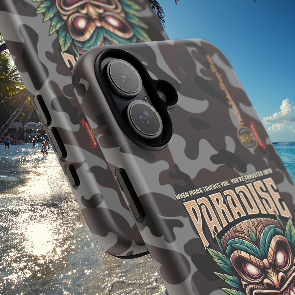 Tahaa – Coque Antichoc Premium « Tiki Féroce » | Design Tribal & Protection Maximale