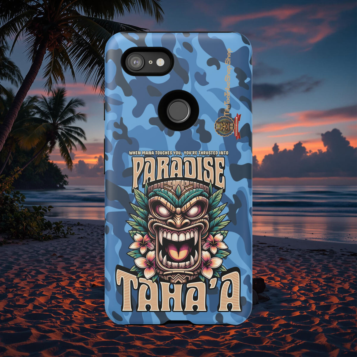 Tahaa – Coque Antichoc Premium « Tiki Féroce » | Design Tribal & Protection Maximale