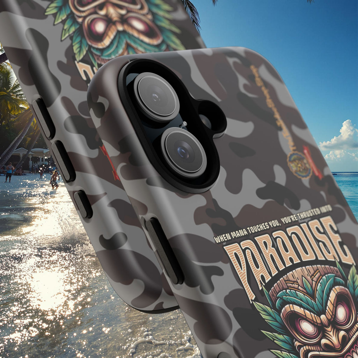 Tahaa – Coque Antichoc Premium « Tiki Féroce » | Design Tribal & Protection Maximale