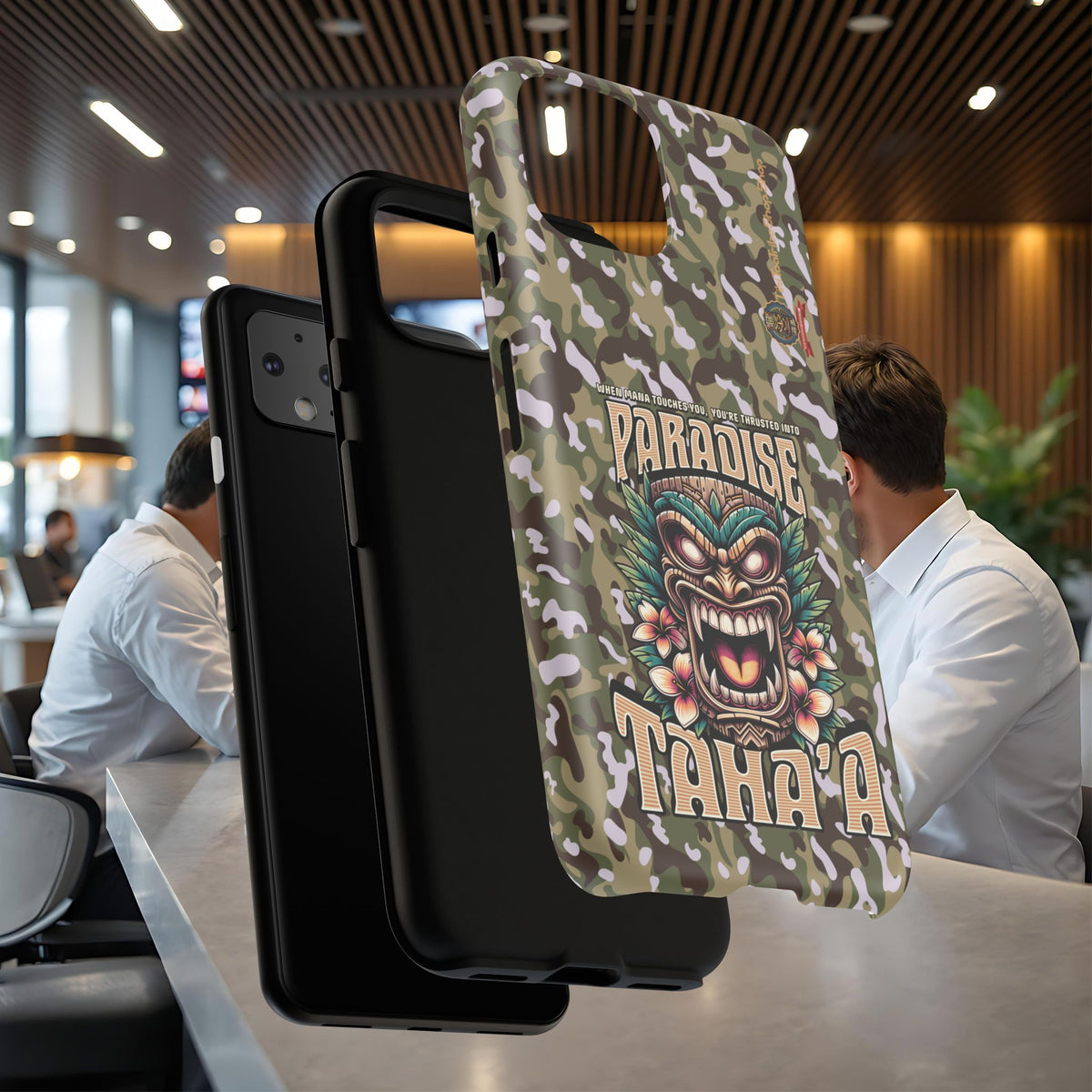 Tahaa – Coque Antichoc Premium « Tiki Féroce » | Design Tribal & Protection Maximale