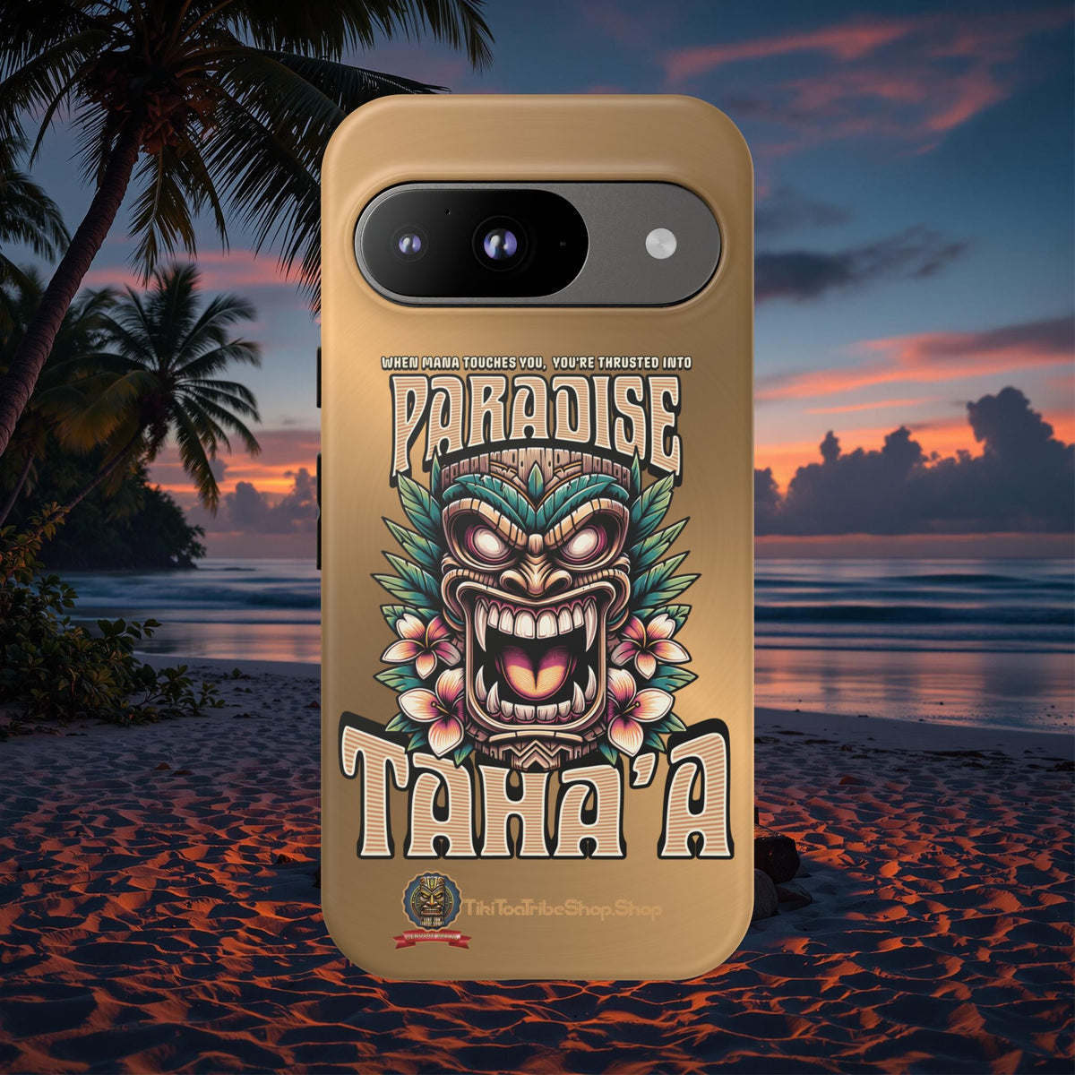 Tahaa – Coque Antichoc Premium « Tiki Féroce » | Design Tribal & Protection Maximale