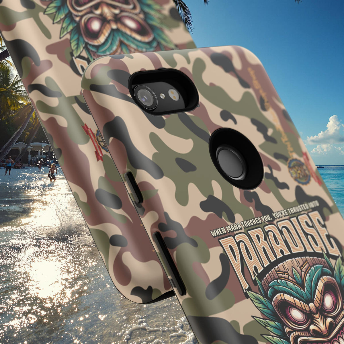 Tahaa – Coque Antichoc Premium « Tiki Féroce » | Design Tribal & Protection Maximale