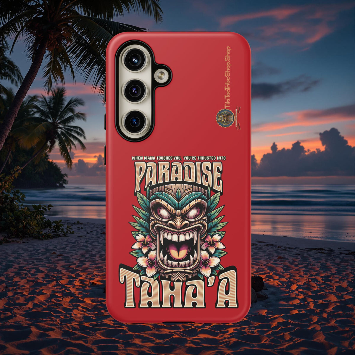 Tahaa – Coque Antichoc Premium « Tiki Féroce » | Design Tribal & Protection Maximale