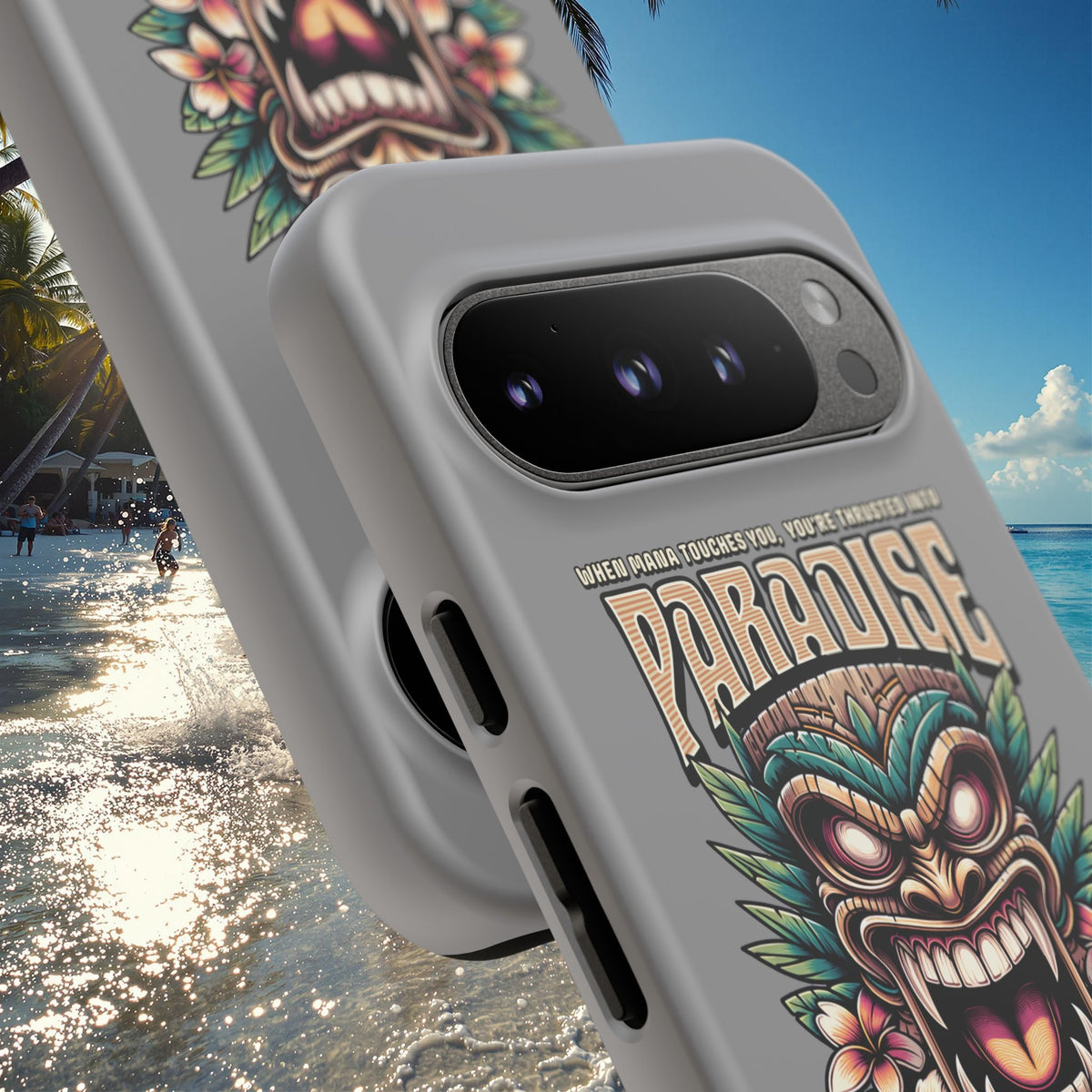 Tahaa – Coque Antichoc Premium « Tiki Féroce » | Design Tribal & Protection Maximale