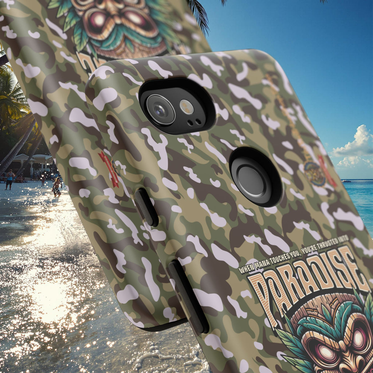 Tahaa – Coque Antichoc Premium « Tiki Féroce » | Design Tribal & Protection Maximale